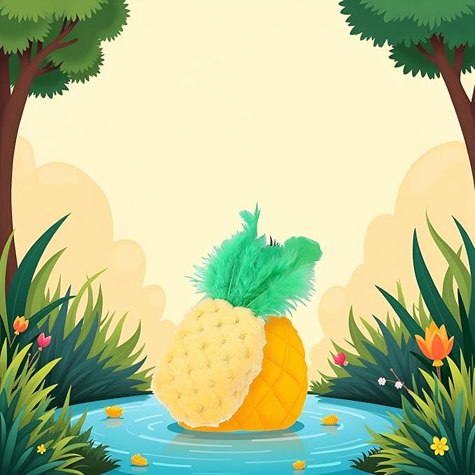 BWESOO Pineapple Shape Cat Chew Toy - Catnip Molar Toys Teeth Cleaning Toy Pet Bite Resistant Pet Supplies,Fun Toy for Exercise Interactive Plush Playing Toy for Cat Kitten Yellow