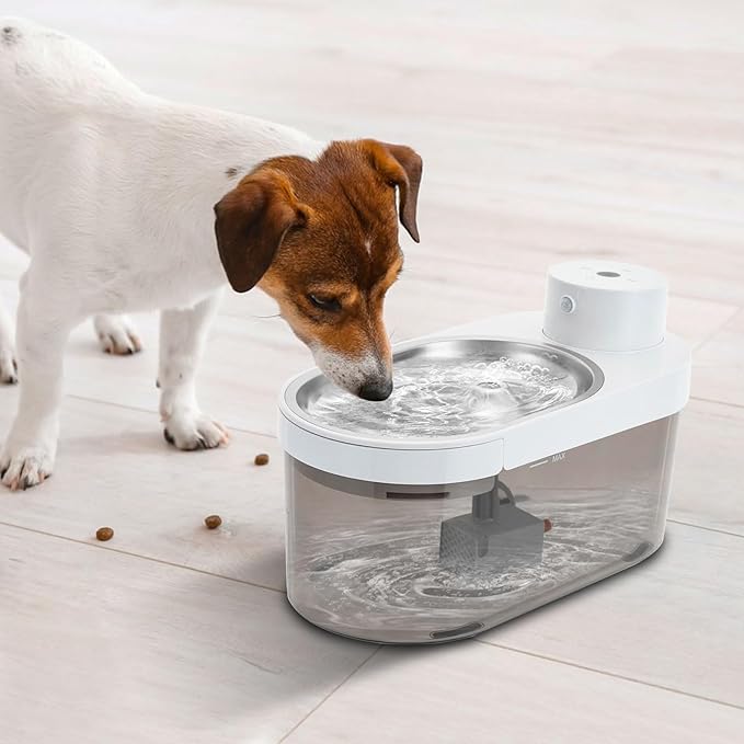 Cat Water Fountain, 140oz/4L Cat Fountain Battery Operated with Filters, 5000mAh Battery, Automatic Pet Water Fountain for Cats, Dogs, Multiple Pets Easy Clean (White)