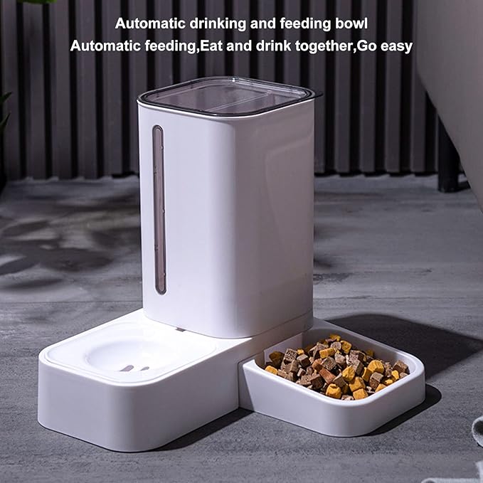 Automatic Cat Feeder Large, Automatic Dog Feeder Gravity, 2 in 1 Pet Set Gravity Water Food Dispenser Stable Supply for Small and Medium Cats and Dogs