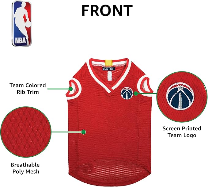 Pets First NBA WASHINGTON WIZARDS DOG Jersey, Medium - Tank Top Basketball Pet Jersey