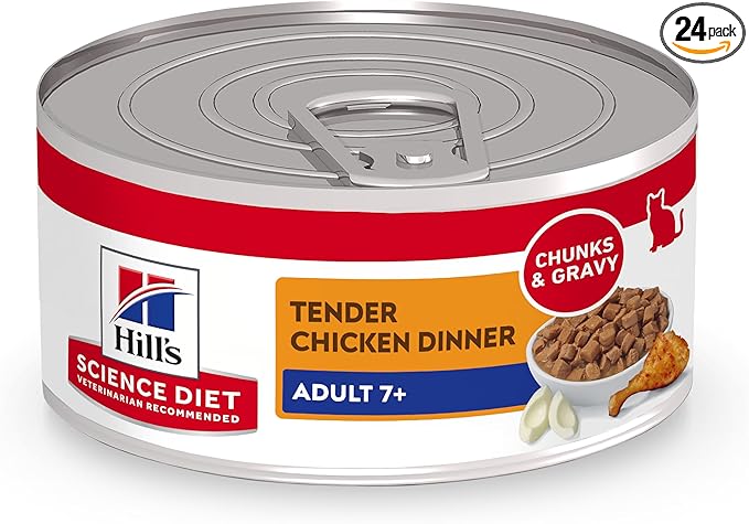 Hill's Science Diet Adult 7+ Wet Cat Food, Chicken Minced, 2.9 oz. Cans, 24-Pack