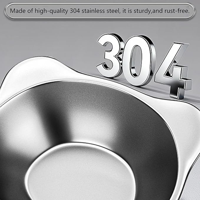 ordinarYone Raised Cat Feeding Bowls Stainless Steel Weighted Base Feeding Watering