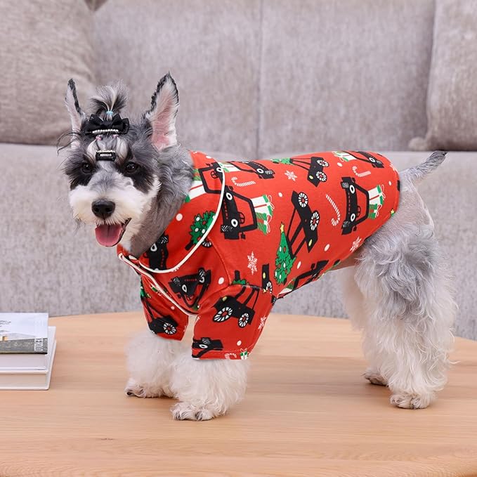 CuteBone Two-Leg Velvet Pet Christmas Pajamas Girl Dog Clothes - Soft, Cozy, and Stretchy Boy Pjs for Small, Medium Dogs and Cats Winter Sleepwear Apparel LTP16XL
