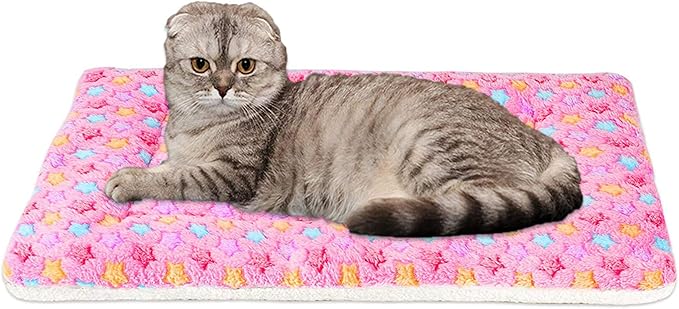 FJWYSANGU Pet Blanket Premium Fluffy Flannel Cushion Soft and Warm Mat for Dogs Cats(Star/Pink,Large)
