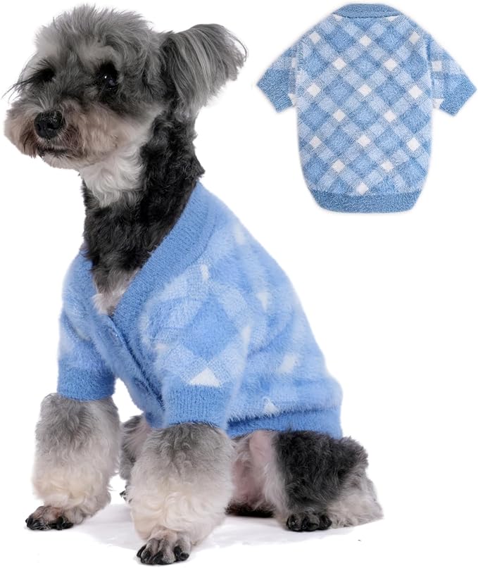 Dog Sweater, Sweaters for Small Dogs, Warm Soft Pet Clothes for Puppy, Medium Large Cat, Dogs Girl or Boy, Dog Shirt for Winter Christmas (Blue, Large)