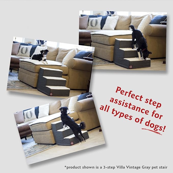 Majestic Pet 4 Step Portable Dog Stairs for Small Dogs to get on Bed Supports 25 lbs or Less – Dog Steps for High Bed with Machine Washable Cover –Pet Stairs for Cats Towers Orange