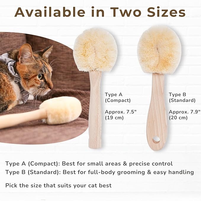 Wablade Cat Brush, Gentle Grooming Brush for Sensitive Cats & Kittens – Soft Grooming & Massage, Gently Removes Loose Surface Fur (Not a Deshedding Tool), Sisal, Made in Japan (Type-B)