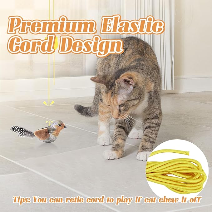 Andiker Chirping Bird Cat Toy, Simulated Bird Shape Catnip Cat Toy for Cats with Elastic Hanging Rope Lightweight Interactive Cat Toy for Indoor Cats Kittens Chewing Biting Fetching (Green)