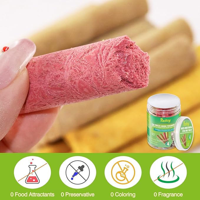 4 Flavors/110g Cat Grass Chew Sticks,Dental Health&Hairball Control for Cats,Dehydrated Cat Treats,Also for Dogs(Beef,Salmon&Cat Grass,Chicken&Pumpkin,Dragon Fruit&Chicken (105g)