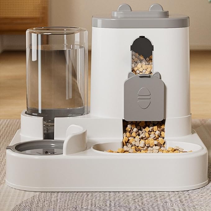 Cat Feeder and Water Dispenser Automatic Pet Food Bowl Waterer Water Feeder