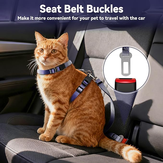 Cat Harness and Leash Set, 3-in-1 Escape Proof Adjustable, Comfortable Soft Lightweight, Safe, Easy to Wear, Walking Travel Kitten Harness for Small Medium LCats (Purple)