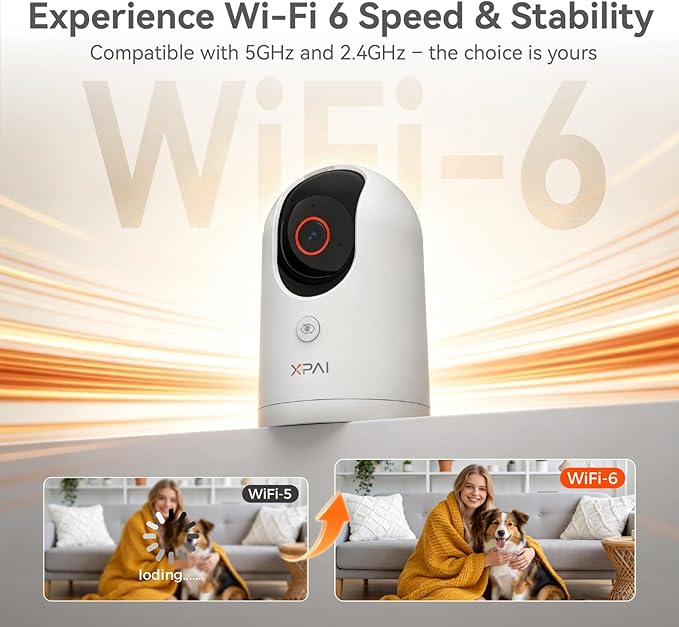 4K UHD Indoor Camera, 64G Built-in Storage No Subscription,Pet Camera Indoor with Phone App,Work as Baby Monitor/Cat/Dog Camera,360°Pan&Tilt,Two-Way Talk,Privacy Mode,AI Tracking/Detection