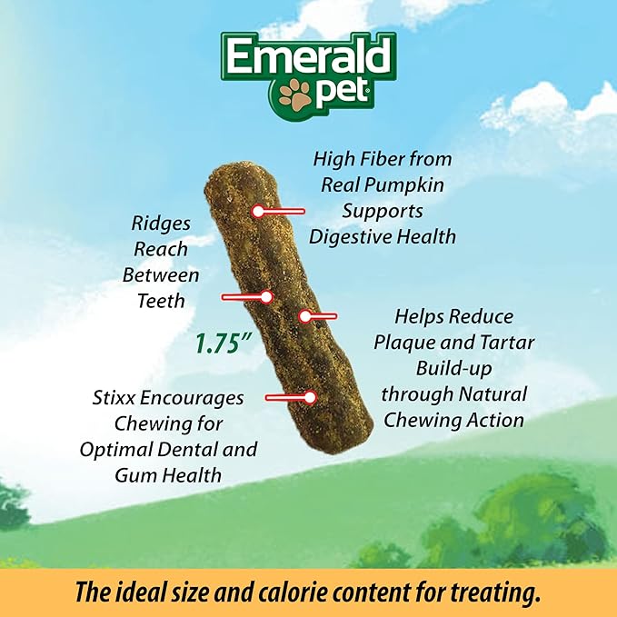 Emerald Pet Grain-Free Catnip Cat Dental Treats – Crunchy Dental Sticks for Cats to Clean Teeth, Reduce Plaque & Tartar, Freshen Breath – Pumpkin for Digestive Health, Natural Cat Chews, 3.6 oz