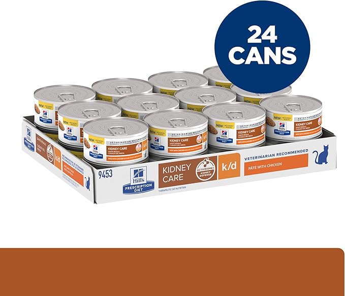 Hill's Prescription Diet k/d Kidney Care Wet Cat Food, Chicken, 5.5 oz. Cans, 24-Pack