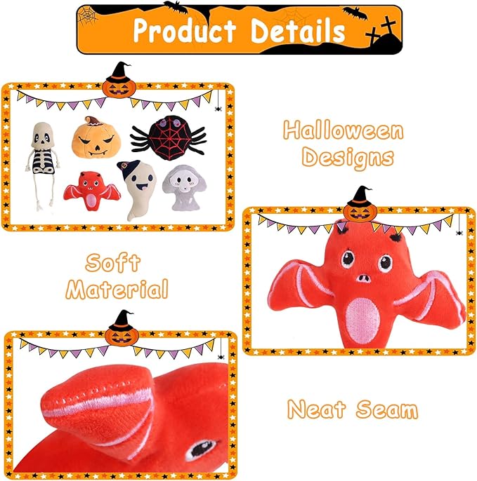 FOIMAS Halloween Catnip Toys,Pumpkin Ghost Catnip Toy Chew Bite Toy for Cat Interactive, Pack of 6