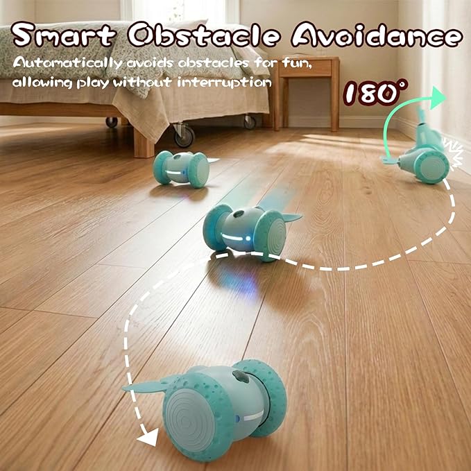 Puffluv Interactive Cat Toys, Automatic Moving Mouse Toy for Indoor Cats, Remote Control Cat Toys with LED Lights,Rechargeable Electric Kitten Toy USB Charging(Blue)