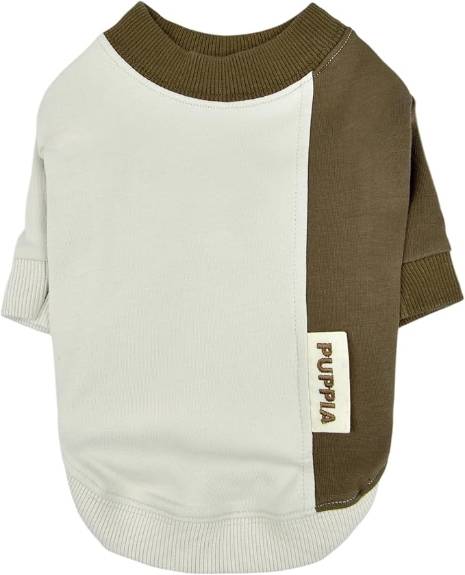 Puppia Eco Two-Tone T-Shirt Eco-Friendly Made from Recycled Polyester Fabric for Small and Medium Dogs, Beige, Medium