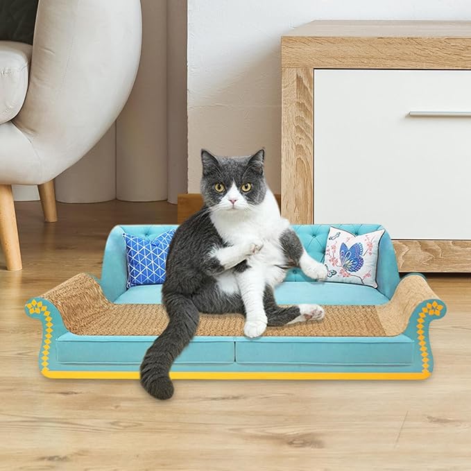 Cat Scratcher Bed Corrugated Cardboard Lounge Sofa Scratching Pad Prevents Furniture Damage Protector Resting Playing Sleeping Suitable for All Ages