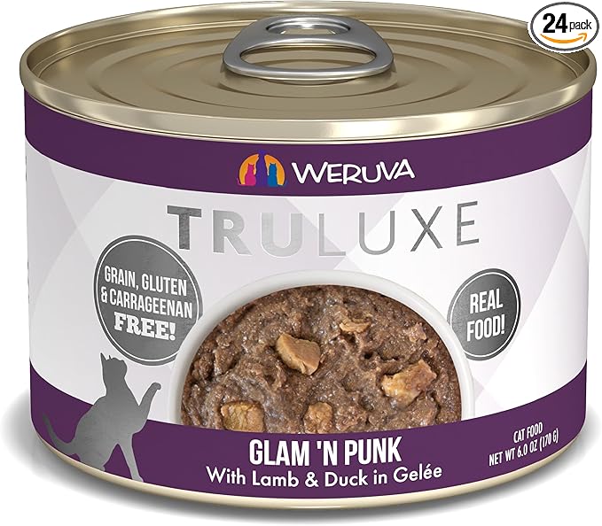 Weruva TruLuxe Cat Food, Glam 'N Punk with Lamb & Duck in Gelée, 6oz Can (Pack of 24)