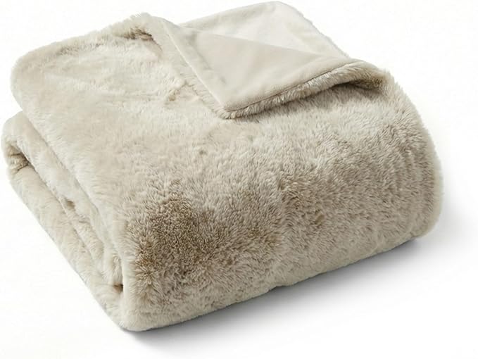 4 Cats & Dogs Pet Faux Fur Throw Blanket – Large 50"x60" Waterproof Dog Blanket, Washable Plush Throw for Cat and Dog, Leakproof Couch & Bed Furniture Protector, Ultra Soft Cozy Pet Blanket - Biege
