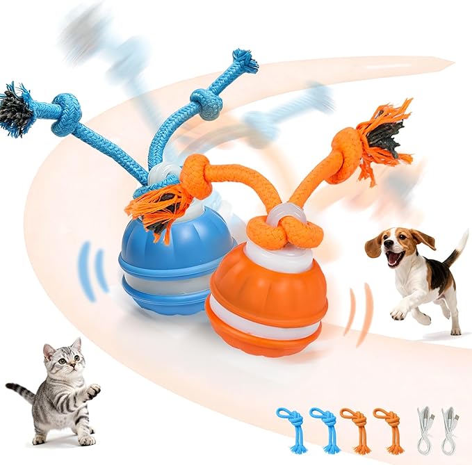 Interactive Dog Cat Toys Dog Ball,Automatic Rolling and Bouncing Moving Dog Toy,Squeaky Rolling Balls with Flashing Light,USB Rechargeable Chew Toys for Puppy Small Dogs, Pet Ball to Keep Them Busy
