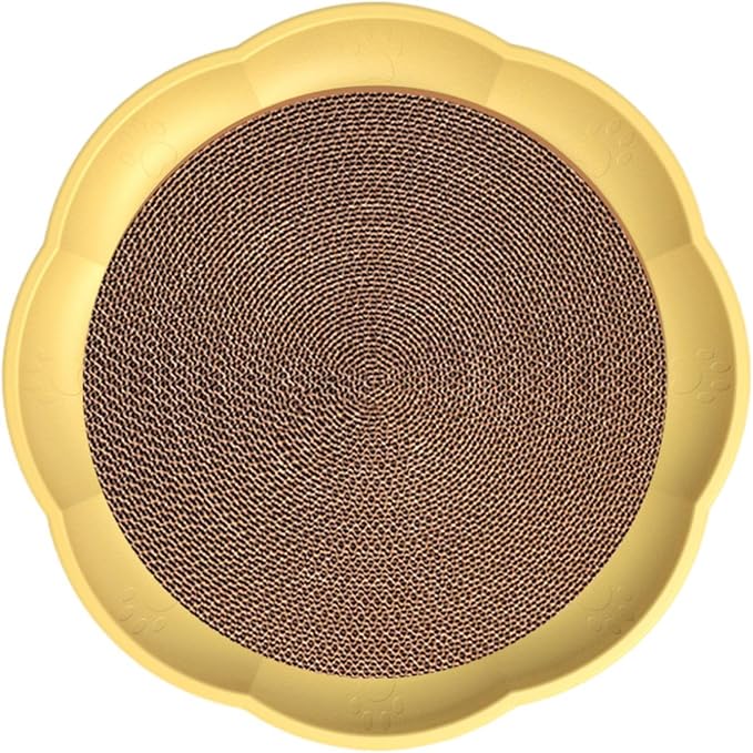 Gralara Round Cat Scratcher Sleeping Bed Lounge Furniture Protector Indoor Play Replacement Pad Circle Scratcher Pad for Indoor Cats, Yellow