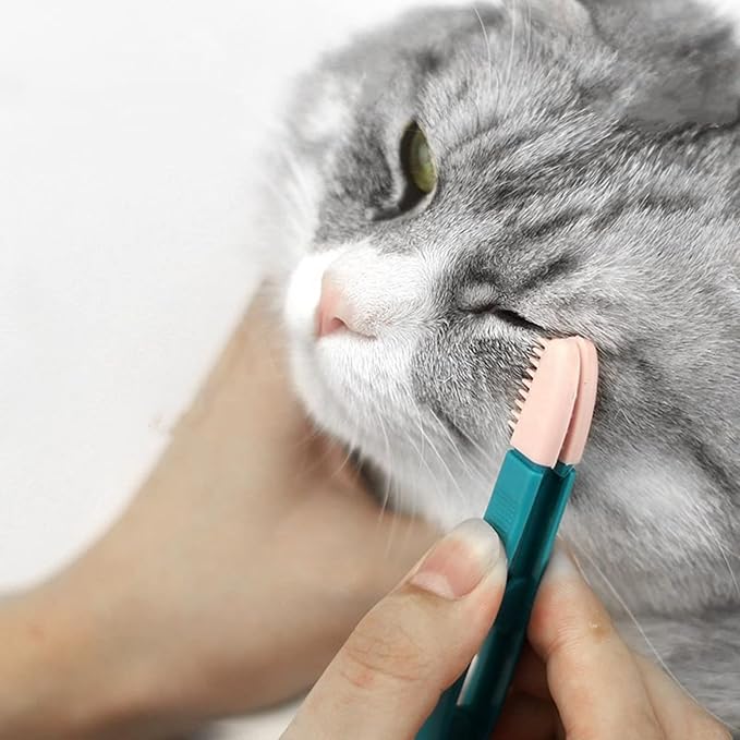 Cat Grooming Brush - Pet Eye and Acne Cleaner, Tear Stain Remover Comb for Small Dogs and Cats