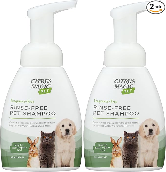 Citrus Magic Pet Rinse-Free Pet Shampoo, 8-Fluid Ounce, Pack of 2