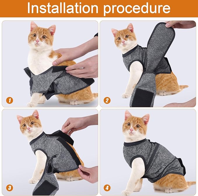 Cat Anxiety Jacket, Anxiety Vest for Cats, Jackets for Cats Only, Self-Adhesive Adjustable Pet Cat Calming Wrap Shirt, Calming Wrap for Pets to Relieve Stress