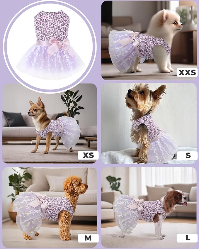 CuteBone Dog Birthday Dress Girl Puppy Skirt Tutu Cat Wedding Outfit Pet Party Clothes for Small Dogs Costume DD14M