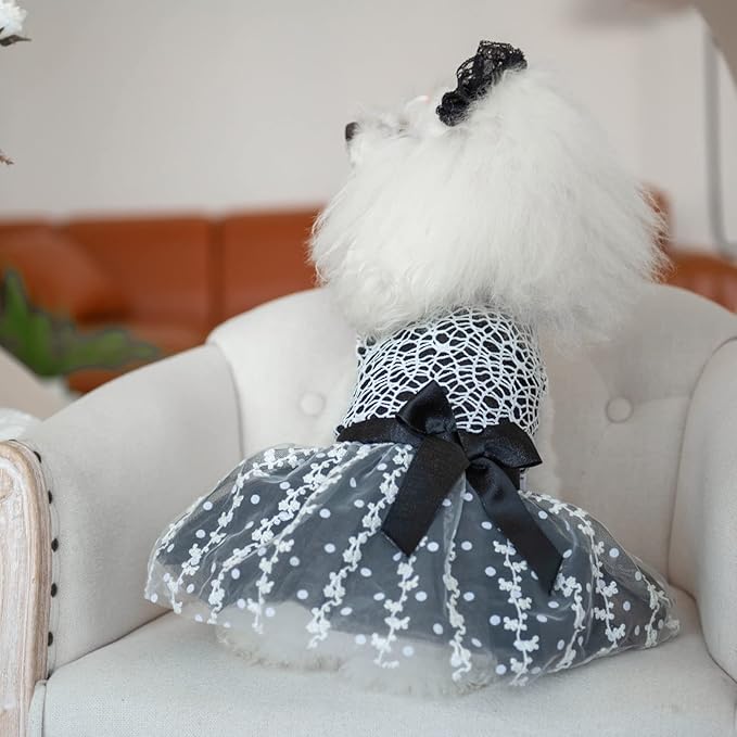CuteBone Dog Birthday Dress Girl Puppy Skirt Tutu Cat Wedding Outfit Pet Party Clothes for Small Dogs Costume DD13XS
