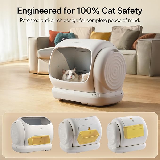 UBPET Automatic Litter Box, 106L Extra Large Self-Cleaning Cat Litter Box for Multiple Cats, Smart App Control, Odor-Control System, Anti-Pinch Safety Design, Includes Waste Bags and Deodorizer Blocks