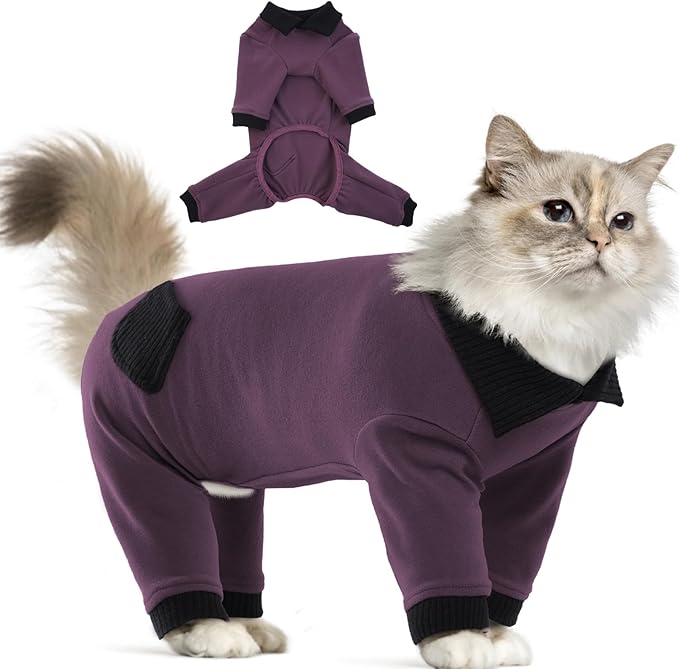 T'CHAQUE Sticky Hair Cat Clothes, Professional Recovery Suit for Cats, Anti-Shedding Shirt Outfit, Soft Pajamas for Kittens, Post-Surgery Onesie for Male & Female Cats, Fuchsia, Medium