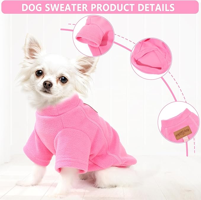 2 Pieces Dog Sweaters with Leash Ring Fleece Dog Winter Clothes for Small Medium Dogs Girl Boy Turtleneck Pet Sweatshirt Puppy Pullover Sweaters Cat Apparel Clothing,XL, Pink and Purple