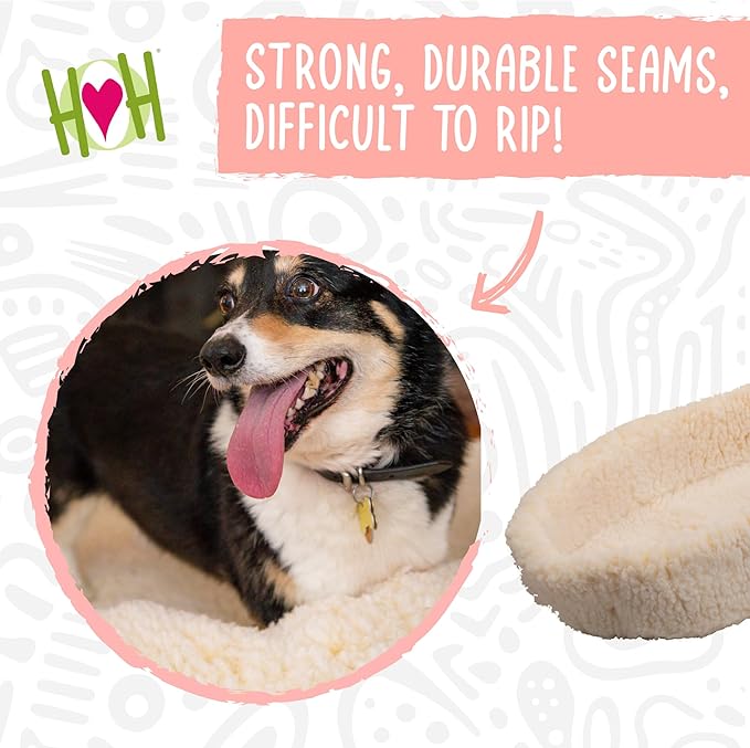 HUGGLEHOUNDS HUGGLEFLEECE HUGGLESNUGGLER Bolster Dog and CAT Bed, Natural, X-Small