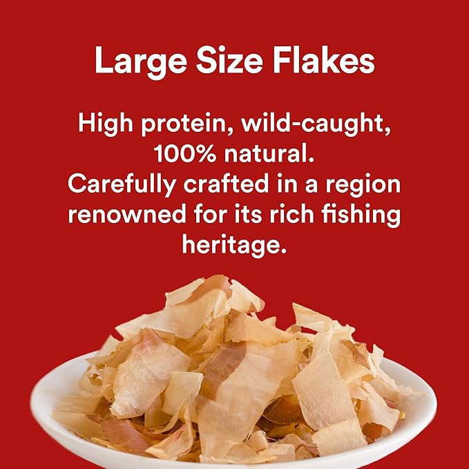 Wild-Caught Bonito Flakes for Cats & Dogs – 100% Wild-Caught, Single-Ingredient, High-Protein, All-Natural – No Additive, Grain-Free – Single-Ingredient – Large Flakes – 4.0oz