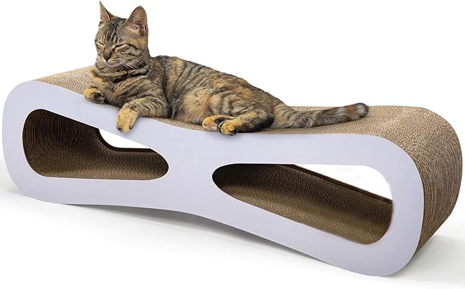 COZIWOW Cat Scratcher Lounge, Cat Scratching Board, Cardboard Lounge Bed, Durable Cat Scratching Pad Furniture Protector for Indoor Cats Kittens (Grey)