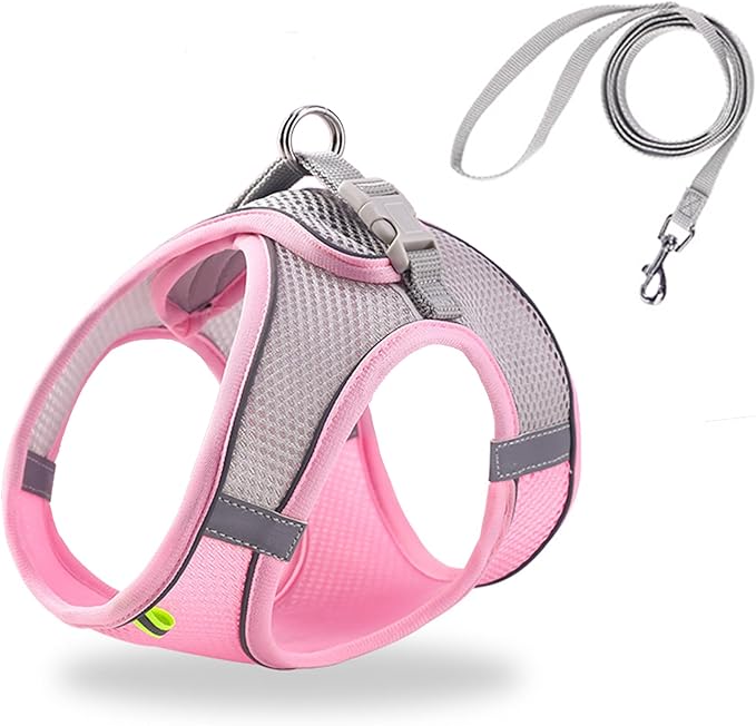 Cat Harness and Leash Set Soft Adjustable Escape Proof Cat Leash Breathable Comfortable Vest Easy to Wear Kitten/Small Dogs Harness for Outdoor Walking