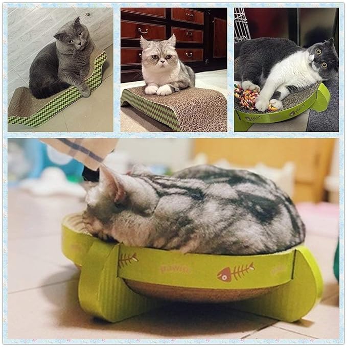 PAWISE Cat Scratcher – Reversible Cardboard Scratching Pad, Durable Cat Scratch Bowl & Bed, Interactive Scratcher for Indoor Cats & Kittens (17X8.5-1)