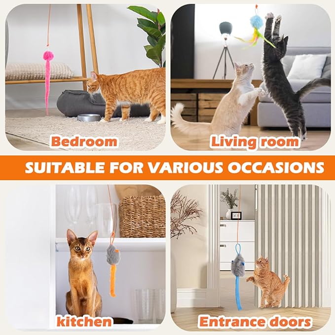 Rechargeable Electric Cat Teaser – Interactive Door Clip Teaser for Cats, 2 Motion Modes (360° Spin & Irregular Jumping), Smart Auto Cat Toy for Exercise & Fun (No Remote)(Pink)