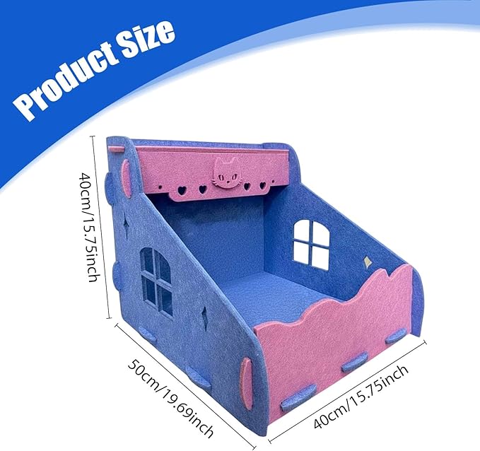 Gralara Cat Scratcher Kitten Sleeping Nest Thickened Multifunctional Furniture Protector Lounge Bed for Interaction Indoor Outdoor, Blue
