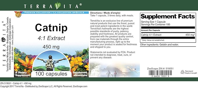 Catnip 4:1-450 mg (100 Capsules, ZIN: 519551)