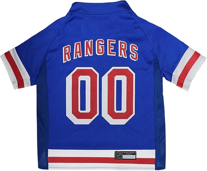 NHL New York Rangers Jersey for Dogs & Cats, Large. - Let Your Pet Be A Real NHL Fan!