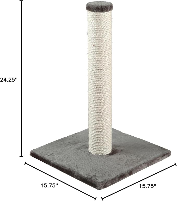 TRIXIE Parla Cat Scratching Post 24.4 Inch - Cat Scratcher with Soft Fabric Covering Base and Durable Natural Jute Rope - Gray