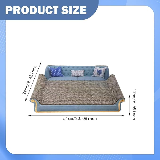 Cat Scratcher Sofa Bed Cat Scratching Board Home Furniture Protector Pet Bed Scratching Mat for Cats, Sky Blue