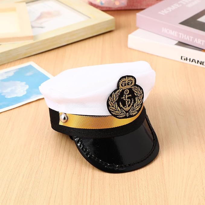 Alasum Pet Captain Hat Headpiece for Cats and Small Dogs Adjustable Polyester Costume Accessory for Parties Photo Props 5.11X3.54X3.54In