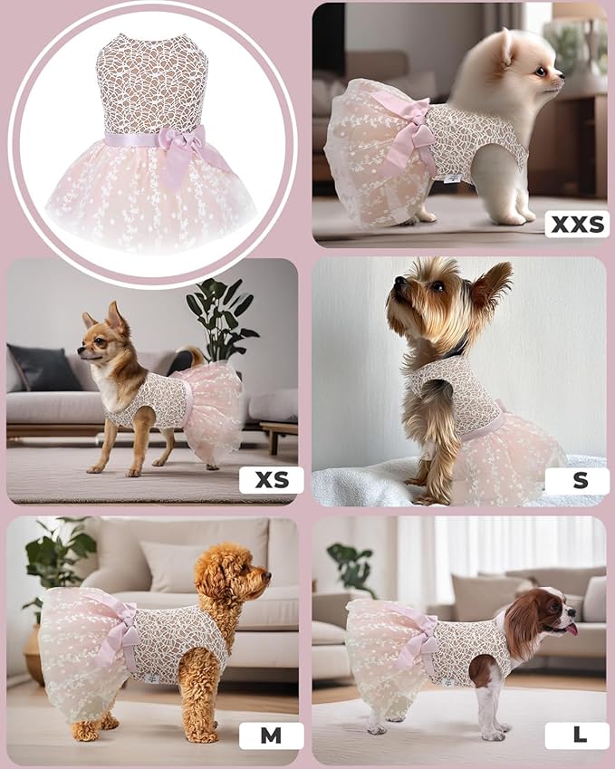 CuteBone Dog Birthday Dress Girl Puppy Skirt Tutu Cat Wedding Outfit Pet Party Clothes for Small Dogs Costume DD23L