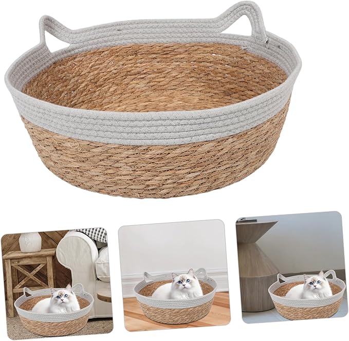 BESTonZON Cat Bed Woven Nest for Indoor and Outdoor Use Breathable Cat Scratcher Bed Cute Design Year Comfort and Decorative Appeal Pet Supplies