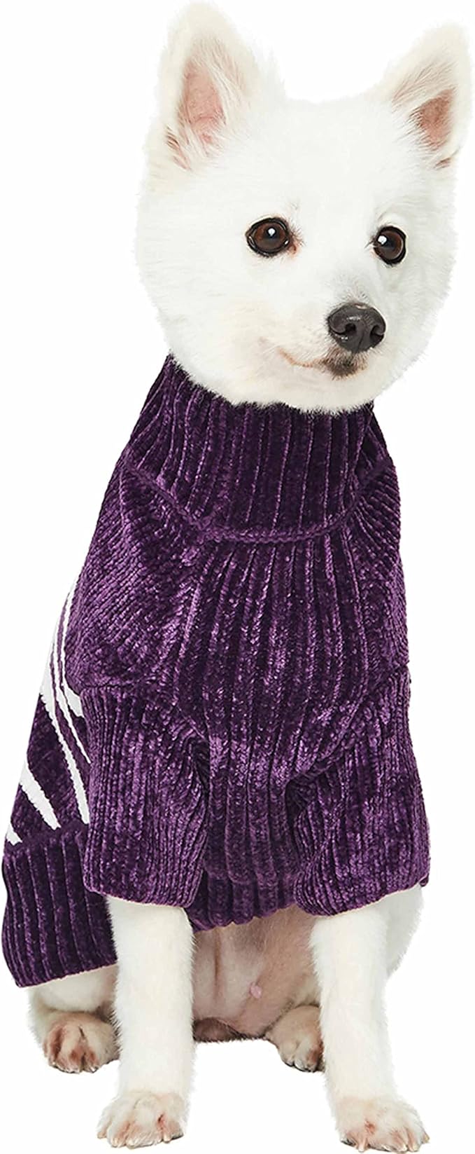 Blueberry Pet Cozy Soft Chenille Classy Striped Dog Sweater in Dark Plum, Back Length 18", Pack of 1 Clothes for Dogs