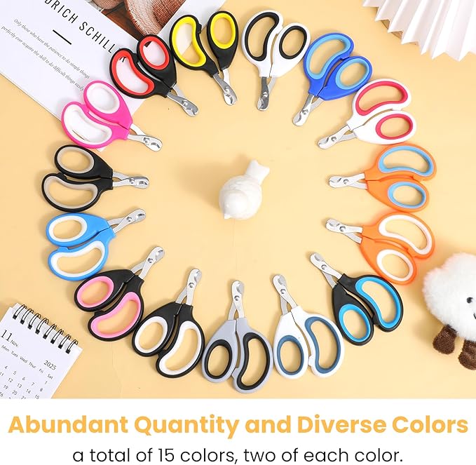MAQUITA 30 Pcs Cat Nail Clipper Pet Claw Trimmers for Kitten Puppy Pet Nail Cutter Claw Care for Cattery Cat Breeders Groomers and Veterinary clinics (15 Colors)